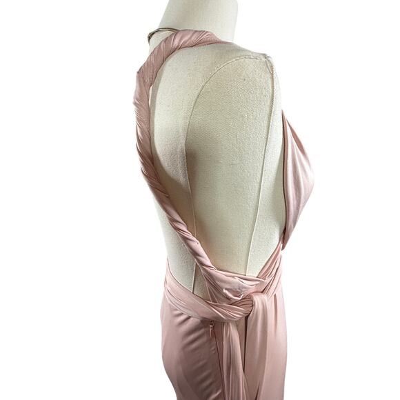 House of CB Dominique Maxi Dress Nude Ruched Backless Wrap | Medium - Picture 4 of 16